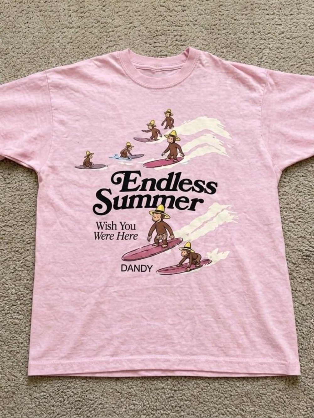 Gildan Pink "Endless Summer" Surfing Monkey Graphic Tee